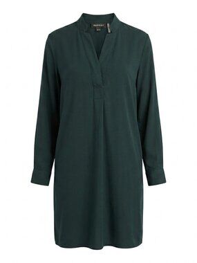Repeat Cashmere Emerald Green 100% Tencel Tunic Dress 36 XS Long Sleeve V-Neck
